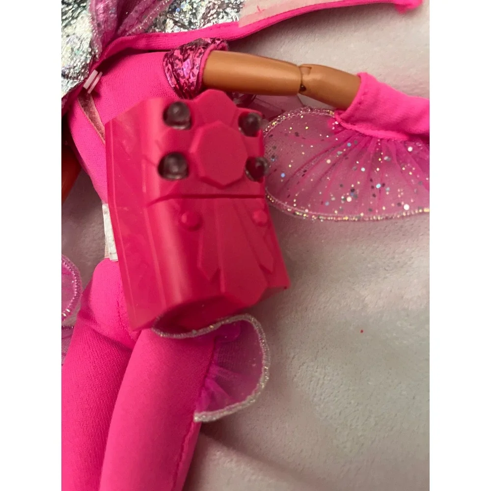 Vintage 1994 Mattel Flying Hero Barbie Pink Doll Hot Pink Glitter Jumpsuit